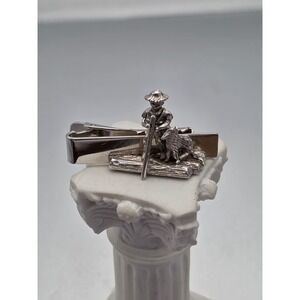 Vtg SARAH COVENTRY Signed Huckleberry Finn Tom Sawyer On A Raft Tie Clip‎ Bar